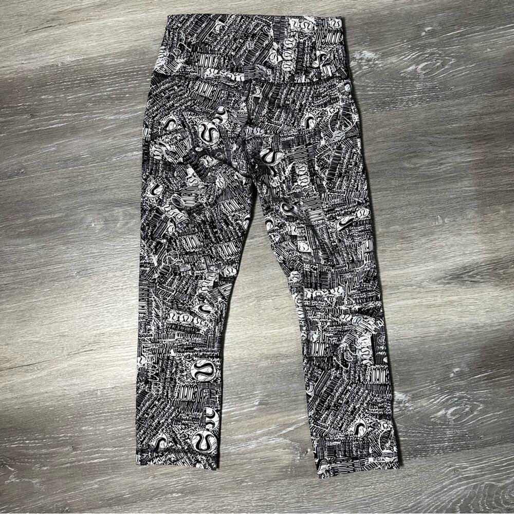 Lululemon Wunder Train High-Rise Crop 21" Tear It Up Alpine White Black - Picture 5 of 10